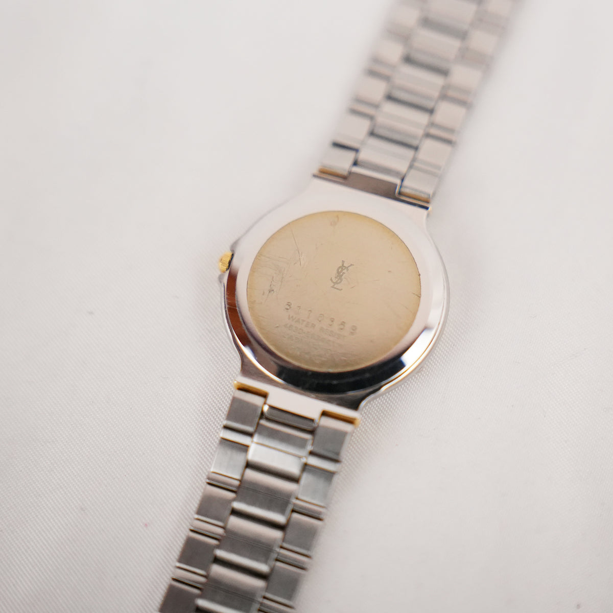 Yves Saint Laurent YSL Orologio Vintage Donna con Quadrante Blu e Bracciale Bicolore Argento e Oro