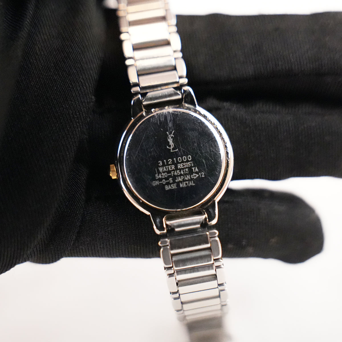 Yves Saint Laurent YSL Orologio Vintage Unisex con Quadrante Blu e Bracciale Bicolore Argento e Oro