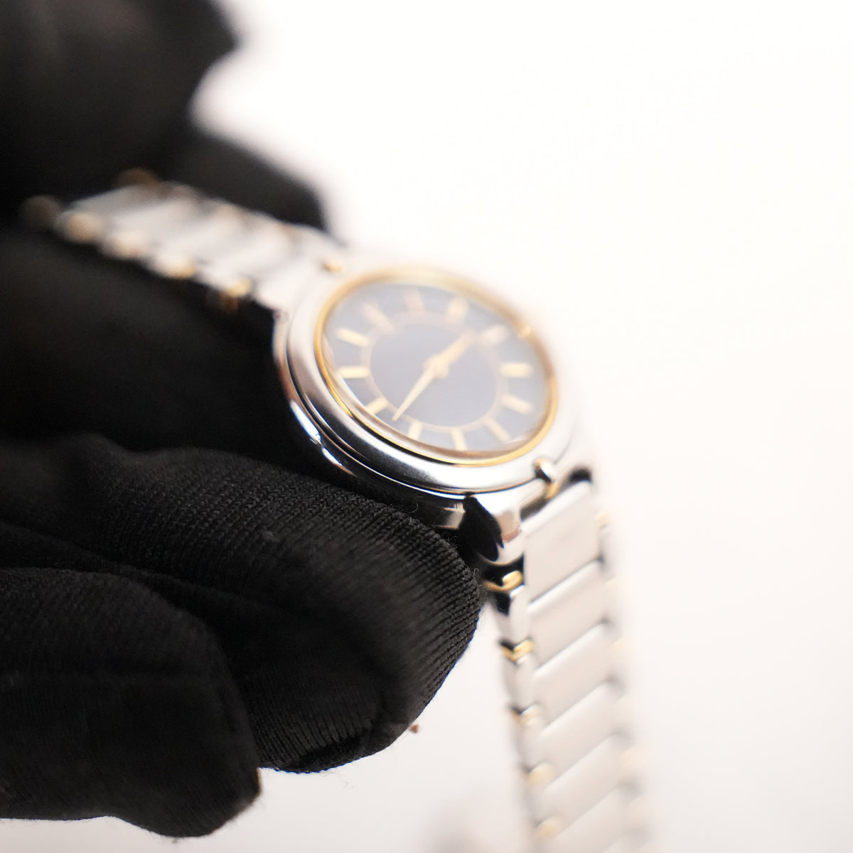 Yves Saint Laurent YSL Orologio Vintage Unisex con Quadrante Blu e Bracciale Bicolore Argento e Oro