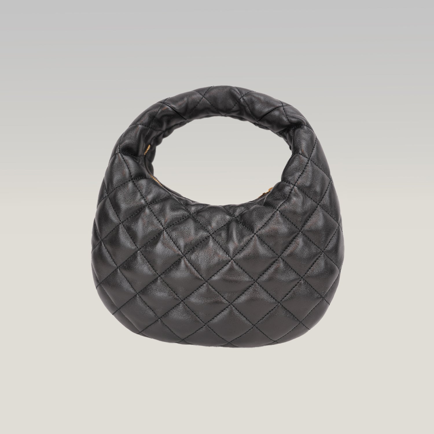 Saint Laurent Borsa Hobo Mini Nera Trapuntata in Pelle con Logo YSL Dorato