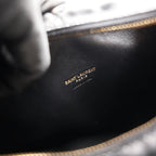 Saint Laurent Borsa Hobo Mini Nera Trapuntata in Pelle con Logo YSL Dorato