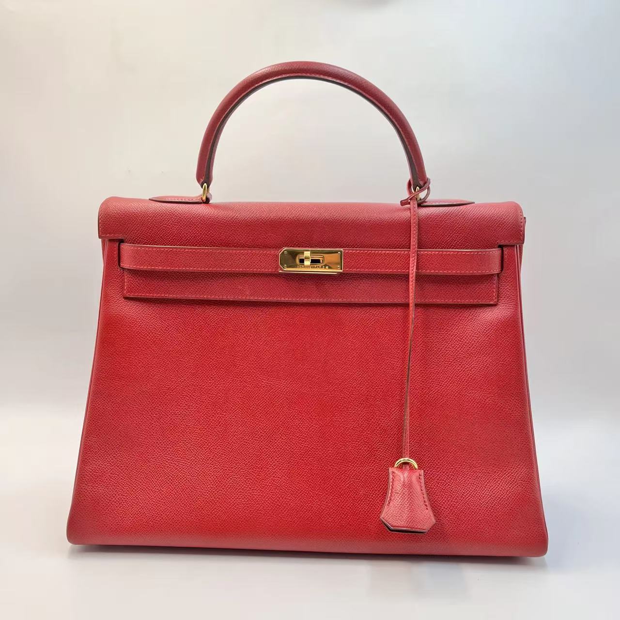 Hermès Kelly 35 borsa a mano rossa