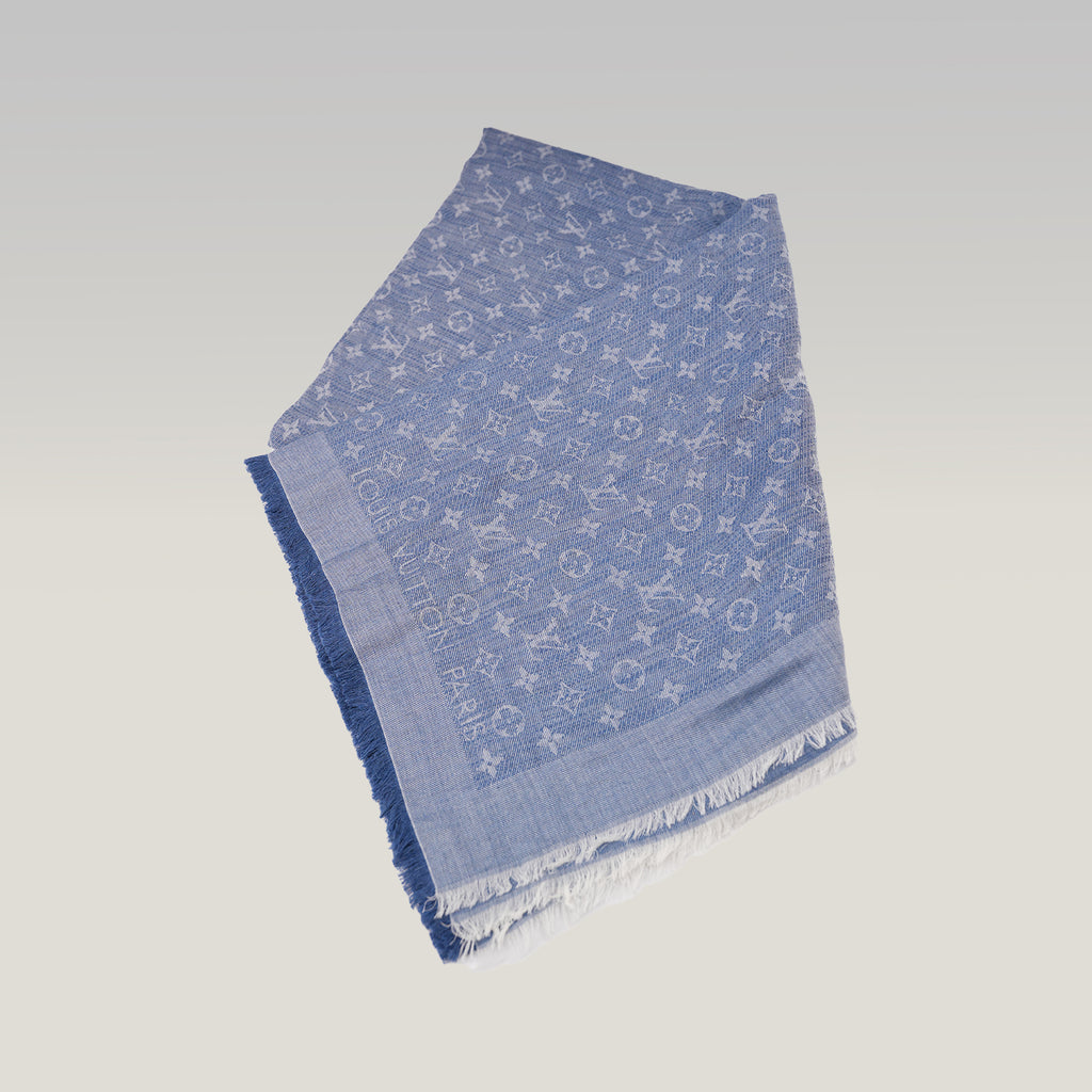 Louis Vuitton Monogram Shawl Blu in Seta e Lana Oversize