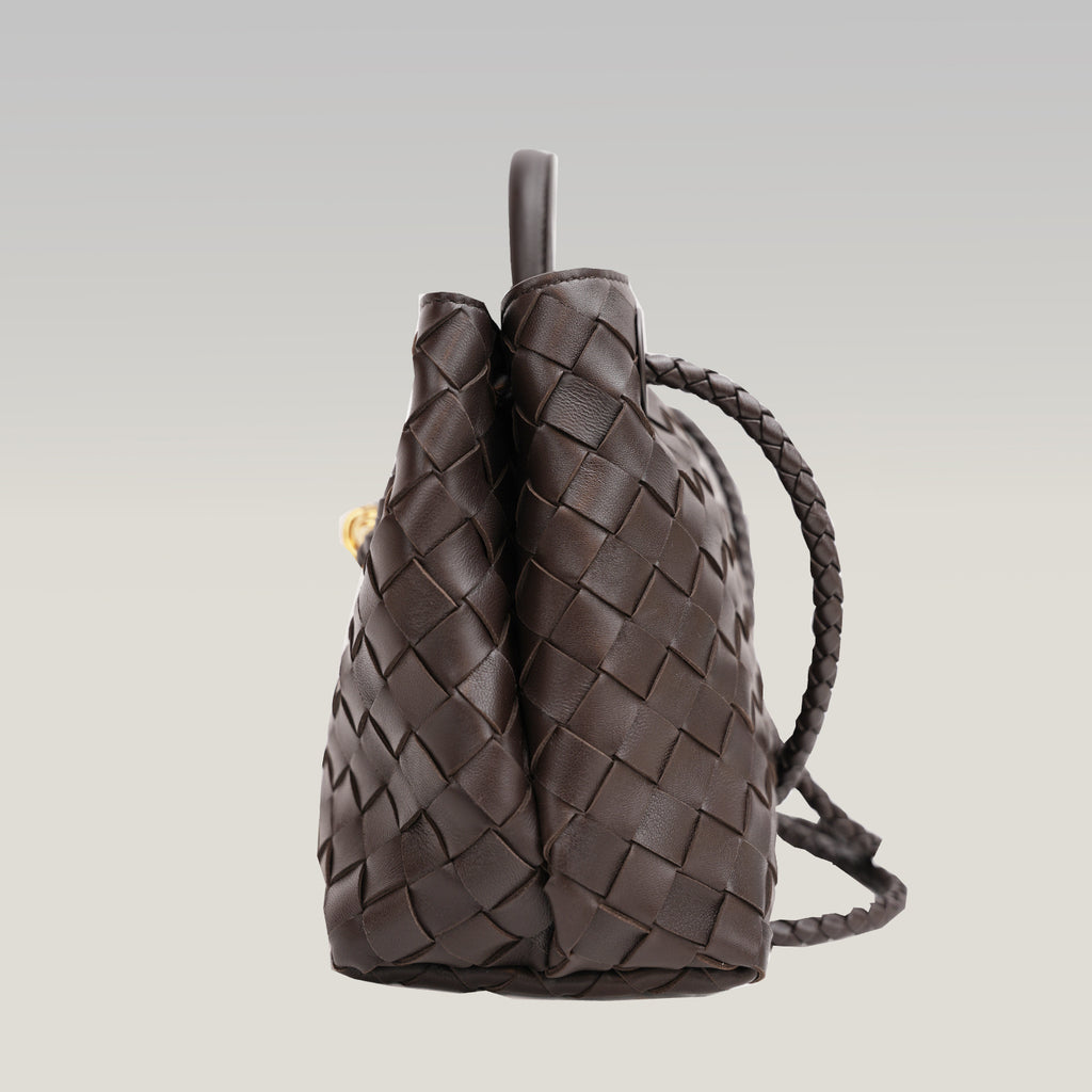 Bottega Veneta Andiamo borsa intrecciata marrone scuro in pelle