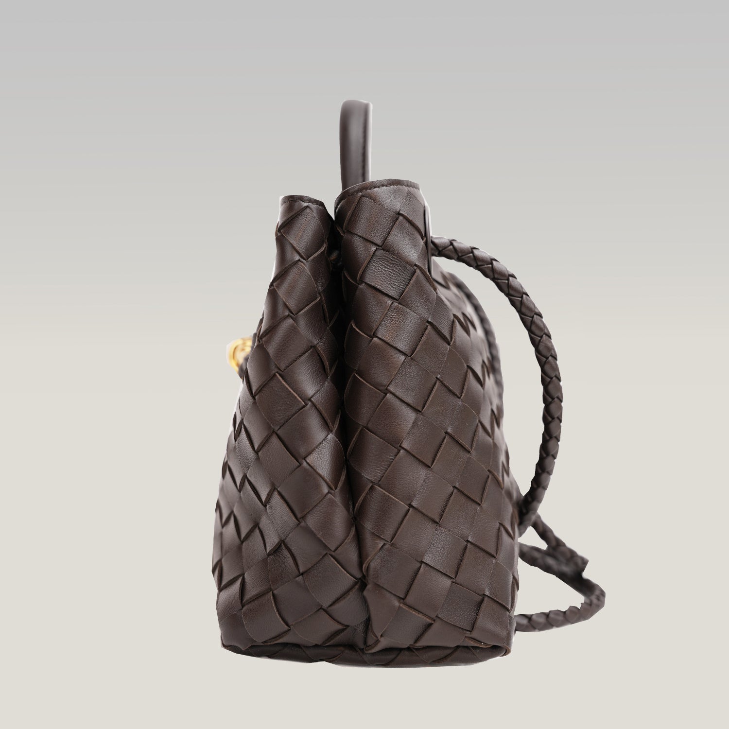 Bottega Veneta Andiamo borsa intrecciata marrone scuro in pelle