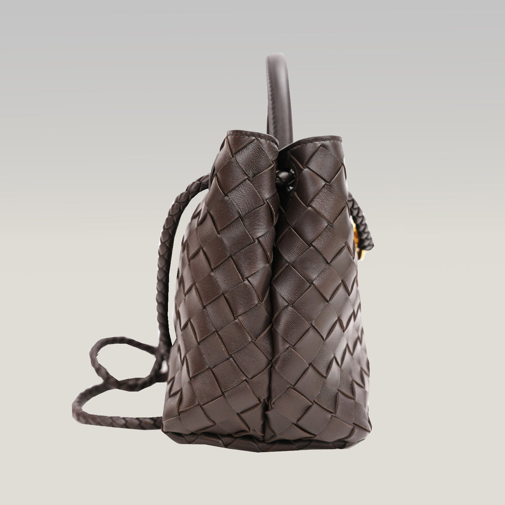 Bottega Veneta Andiamo borsa intrecciata marrone scuro in pelle