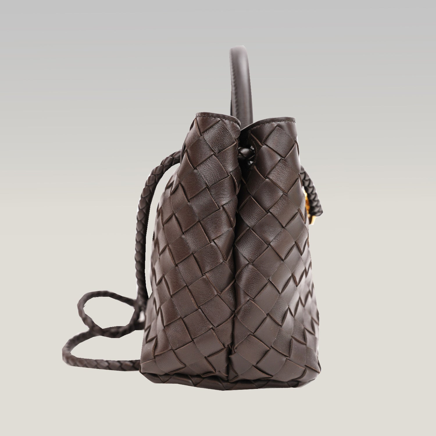 Bottega Veneta Andiamo borsa intrecciata marrone scuro in pelle