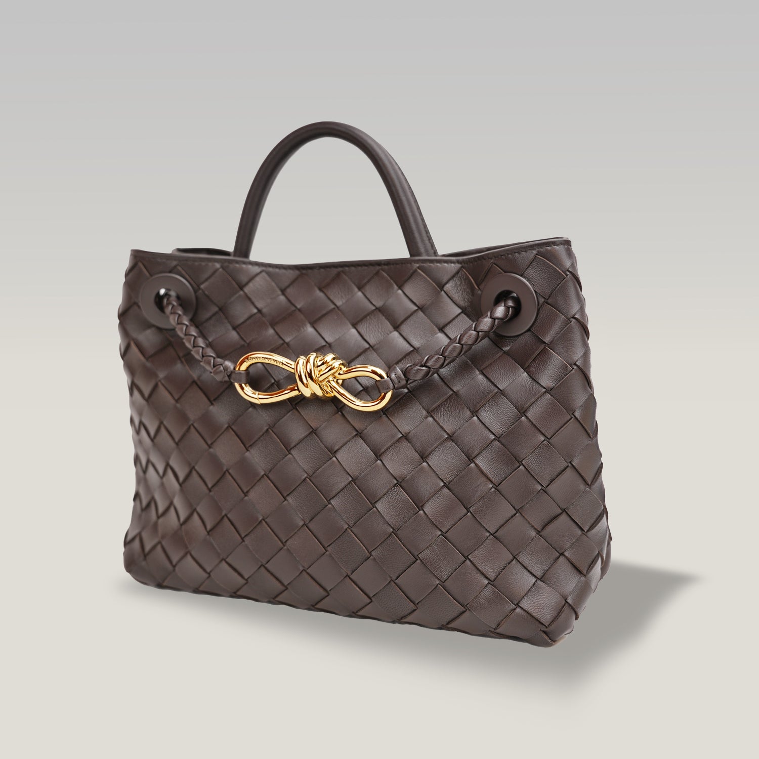 Bottega Veneta Andiamo borsa intrecciata marrone scuro in pelle