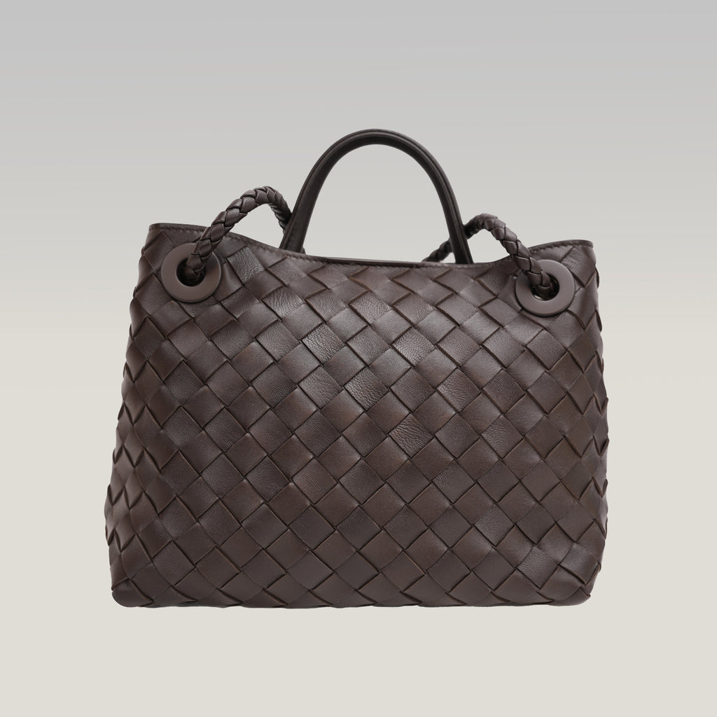 Bottega Veneta Andiamo borsa intrecciata marrone scuro in pelle