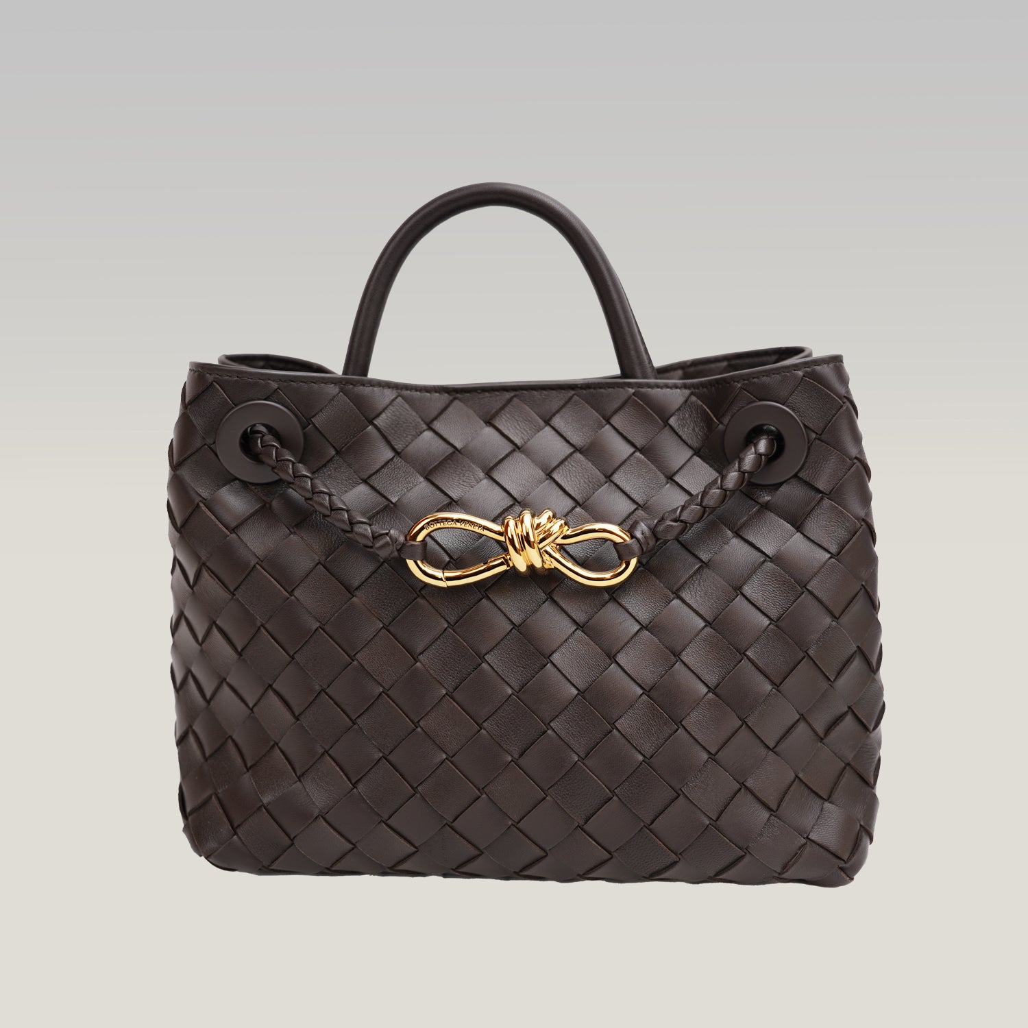 Bottega Veneta Andiamo borsa intrecciata marrone scuro in pelle