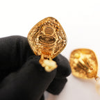 Chanel Orecchini a Clip Pendenti Vintage in Lega Metallica Dorata con Perle – Bijoux Donna