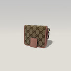 Gucci GG Supreme portafoglio corto con zip – canvas monogram e pelle rosa