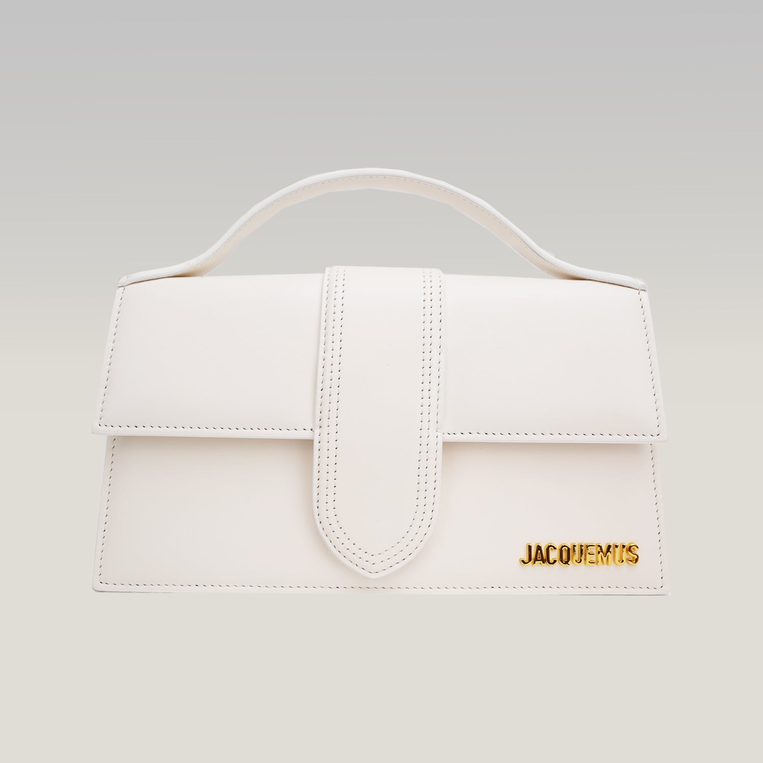 Jacquemus Le Grand Bambino borsa bianca in pelle liscia con logo dorato