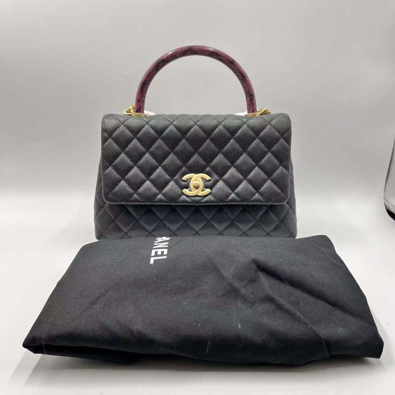 Chanel Coco Handle nero, borsa a spalla, taglia media