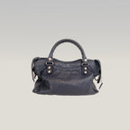 Balenciaga Mini City Borsa Vintage in Pelle Blu Scuro con Borchie Argento Giant 12