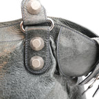 Balenciaga Giant Part Time Borsa a Mano in Pelle di Agnello Cerata Blu Navy con Borchie Argentate