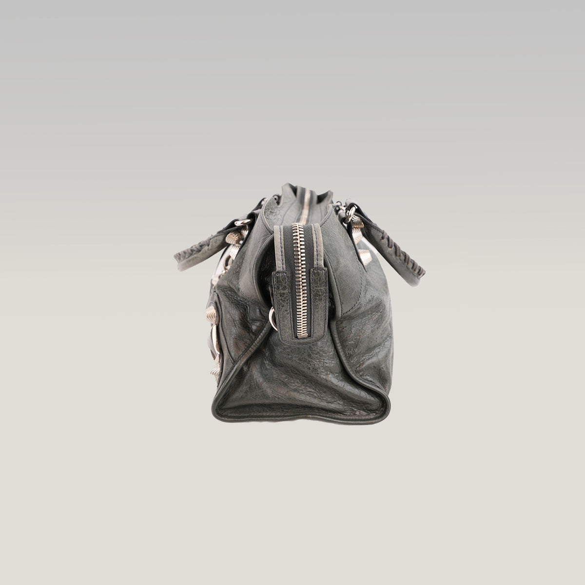 Balenciaga Giant Part Time Borsa a Mano in Pelle di Agnello Cerata Blu Navy con Borchie Argentate