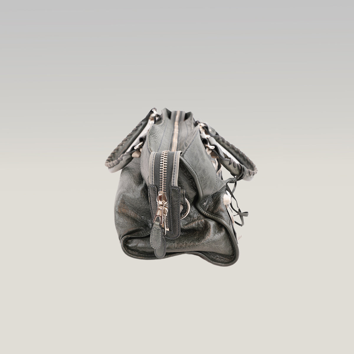 Balenciaga Giant Part Time Borsa a Mano in Pelle di Agnello Cerata Blu Navy con Borchie Argentate