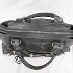 Balenciaga Giant Part Time Borsa a Mano in Pelle di Agnello Cerata Blu Navy con Borchie Argentate