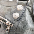 Balenciaga Giant Part Time Borsa a Mano in Pelle di Agnello Cerata Blu Navy con Borchie Argentate