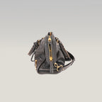 Balenciaga Classic City Borsa Motorcycle in Pelle di Capra Grigia con Borchie Dorate 30 cm