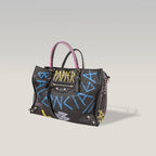 Balenciaga Papier A6 Graffiti Borsa a Mano Piccola in Pelle Nera con Borchie