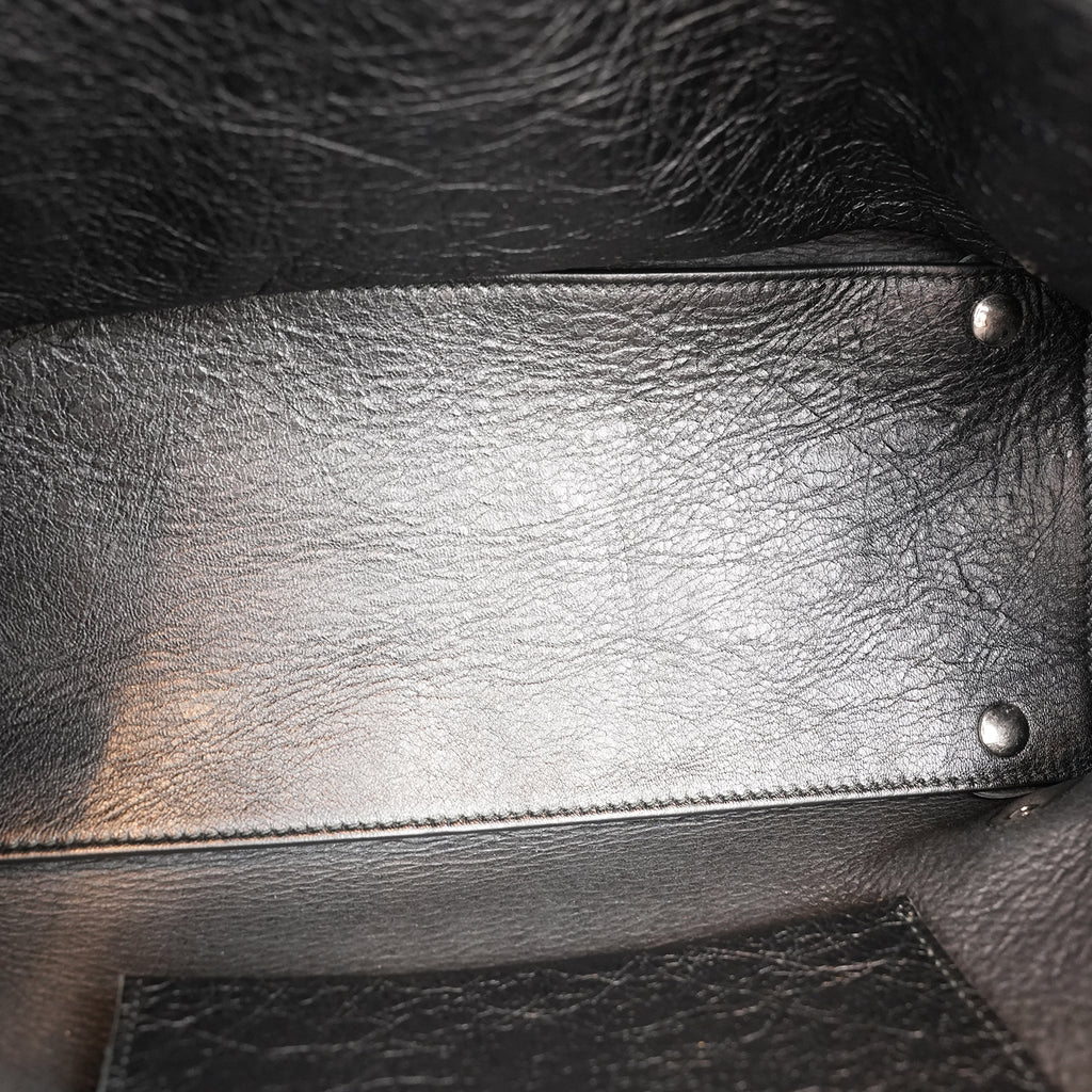 Balenciaga Papier A6 Graffiti Borsa a Mano Piccola in Pelle Nera con Borchie