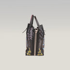 Balenciaga Papier A6 Graffiti Borsa a Mano Piccola in Pelle Nera con Borchie