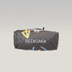 Balenciaga Papier A6 Graffiti Borsa a Mano Piccola in Pelle Nera con Borchie
