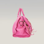 Balenciaga City Motorcycle Borsa a Mano in Pelle Rosa con Borchie e Specchietto