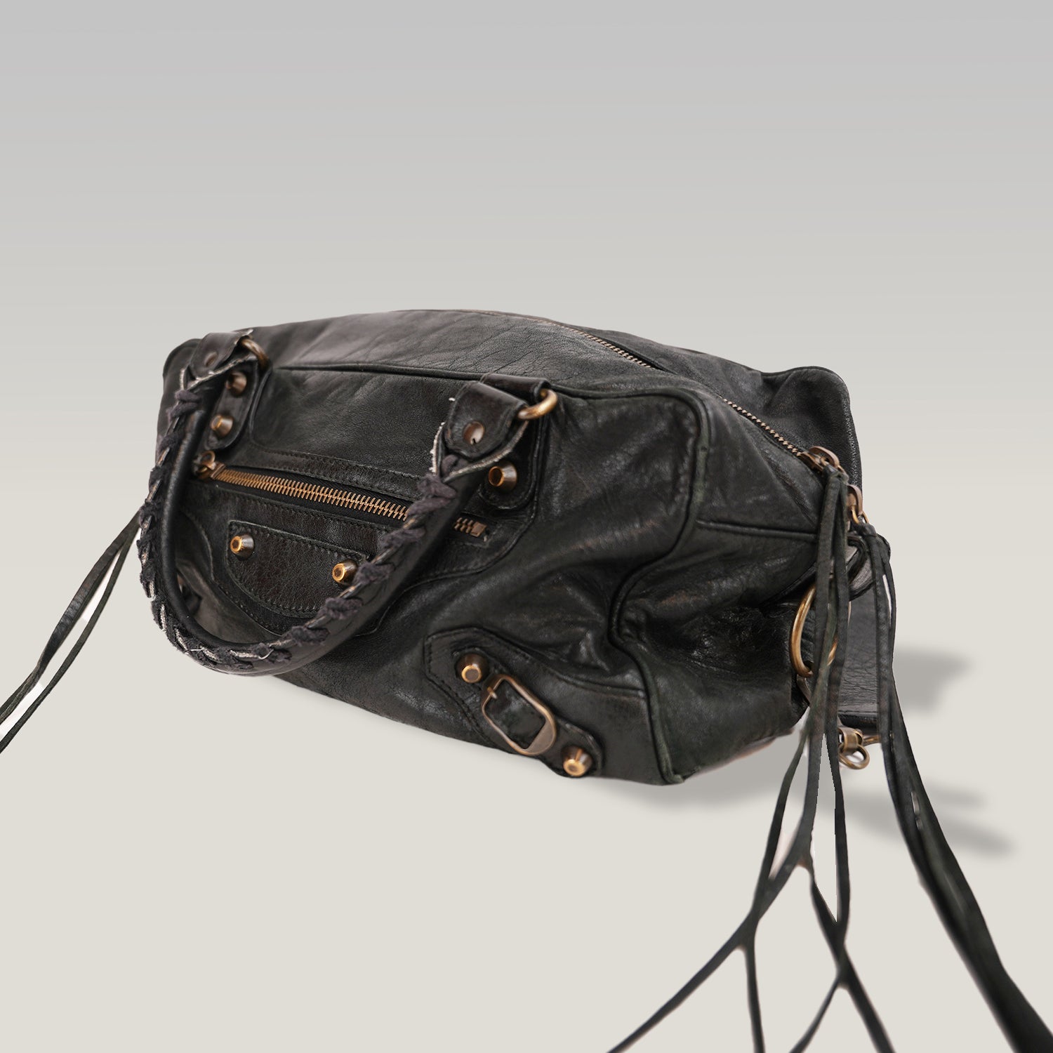 Balenciaga Classic City Mini Borsa a Mano in Pelle Nera con Borchie
