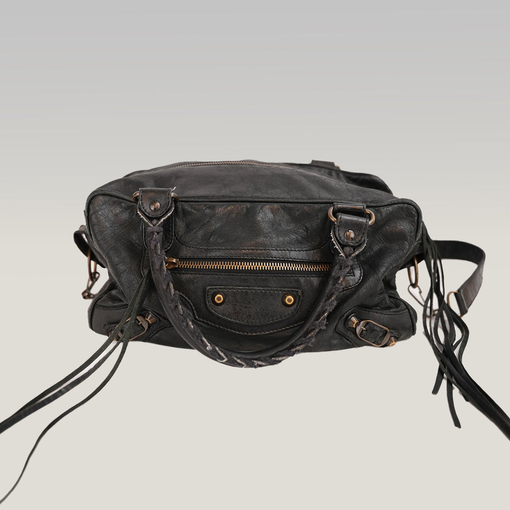 Balenciaga Classic City Mini Borsa a Mano in Pelle Nera con Borchie