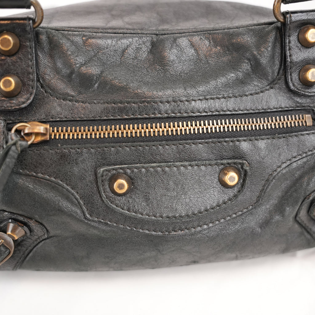 Balenciaga Classic City Mini Borsa a Mano in Pelle Nera con Borchie