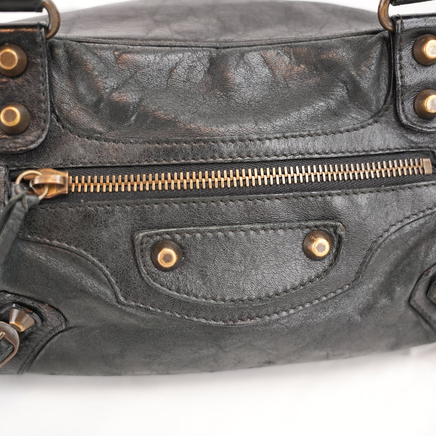 Balenciaga Classic City Mini Borsa a Mano in Pelle Nera con Borchie