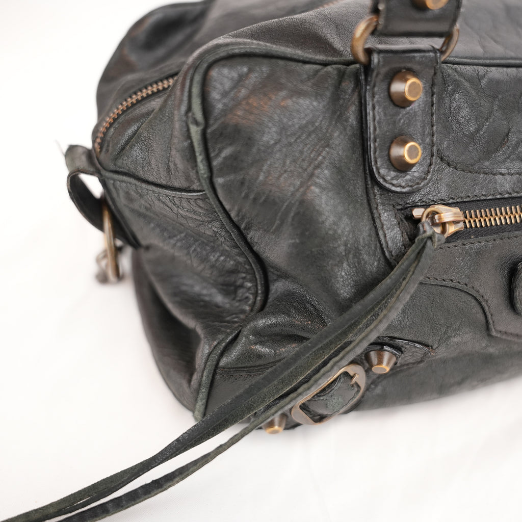 Balenciaga Classic City Mini Borsa a Mano in Pelle Nera con Borchie