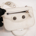 Balenciaga Le Cagole XS Bianca in Pelle di Agnello Arena con Hardware Argento Anticato