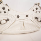 Balenciaga Le Cagole XS Bianca in Pelle di Agnello Arena con Hardware Argento Anticato