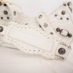 Balenciaga Le Cagole XS Bianca in Pelle di Agnello Arena con Hardware Argento Anticato