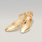 Ballerine Donna Oro Metallizzato con Cinturino alla Caviglia