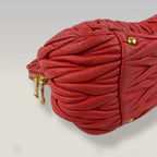 Miu Miu Borsa Donna in Pelle Matelassé Rossa Handbag con Doppi Manici e Dettagli Gold