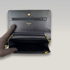 Chanel WOC Nero in Pelle di Agnello Matelassé con Catena Decorativa e Hardware Dorato
