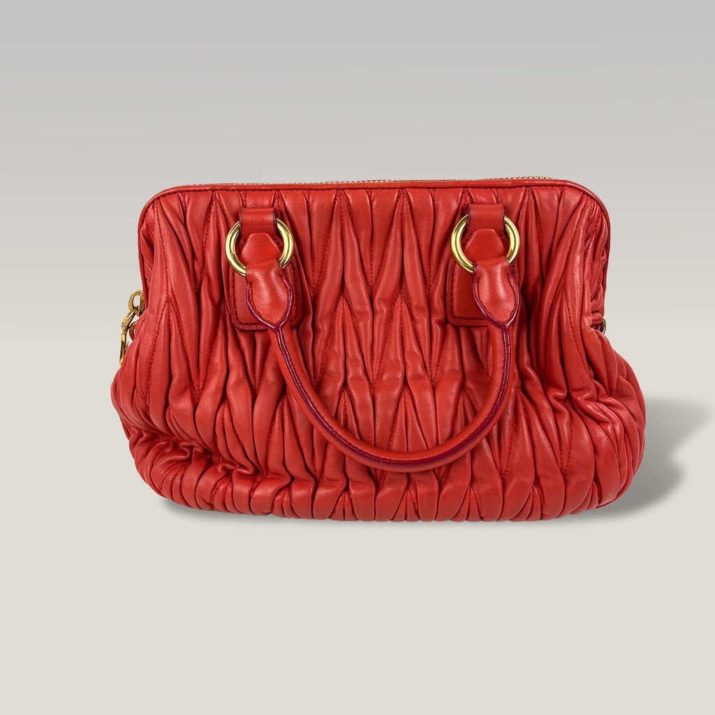 Miu Miu Borsa a Mano in Pelle Matelassé Rossa con Tracolla | Handbag Donna in Pelle Trapuntata