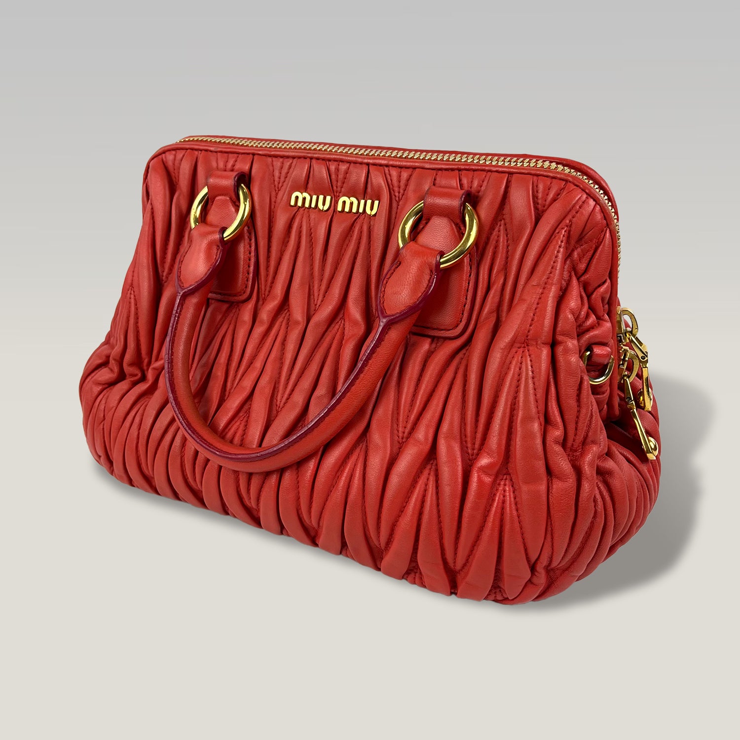 Miu Miu Borsa a Mano in Pelle Matelassé Rossa con Tracolla | Handbag Donna in Pelle Trapuntata