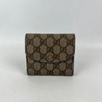 Gucci Portafoglio Compatto GG Supreme Beige in Tela Rivestita e Pelle con Dettagli Dorati
