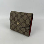 Gucci Portafoglio Compatto GG Supreme Beige in Tela Rivestita e Pelle con Dettagli Dorati