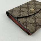 Gucci Portafoglio Compatto GG Supreme Beige in Tela Rivestita e Pelle con Dettagli Dorati
