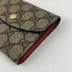 Gucci Portafoglio Compatto GG Supreme Beige in Tela Rivestita e Pelle con Dettagli Dorati