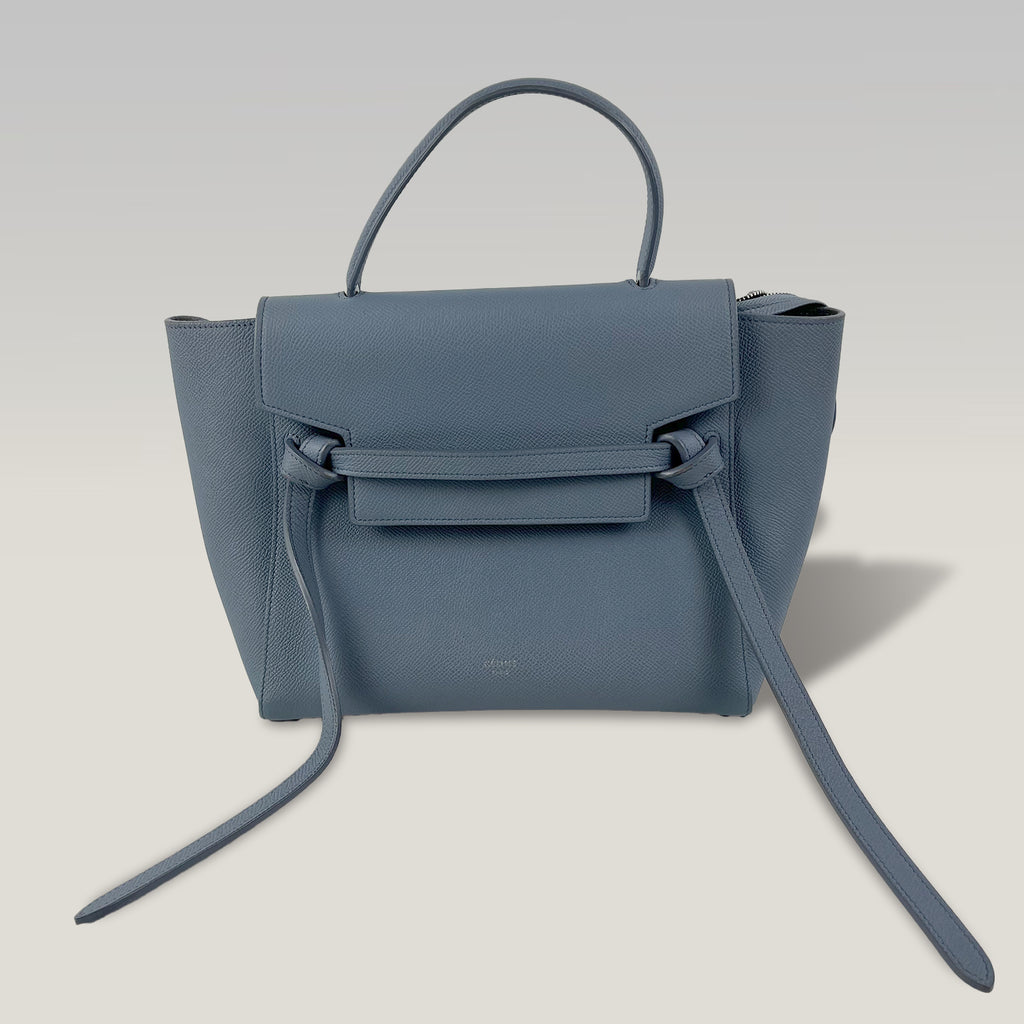 Celine Belt Bag Micro in Pelle Martellata Blu con Tracolla