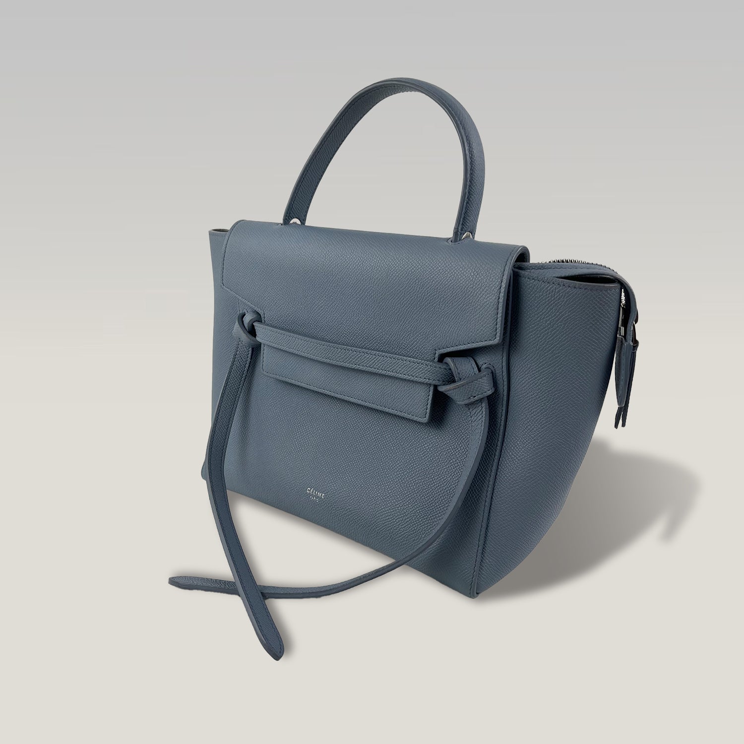 Celine Belt Bag Micro in Pelle Martellata Blu con Tracolla