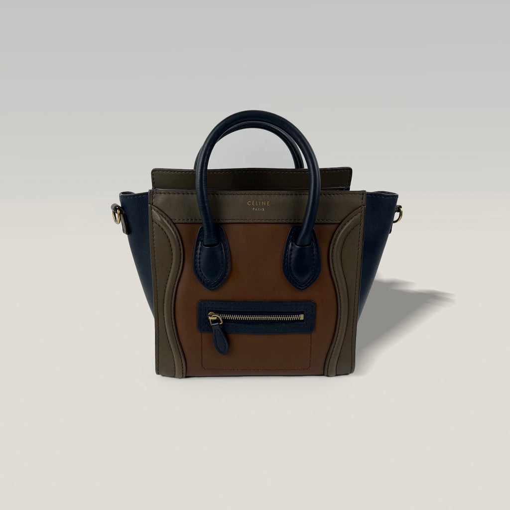 CELINE Luggage Nano Leather Bag – Multicolor Top Handle Crossbody